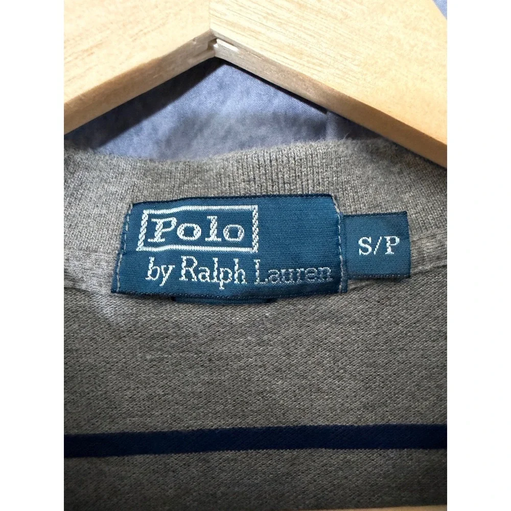 Polo Ralph Lauren Mens Small Brown Navy Striped Pique Short Sleeve Polo Shirt